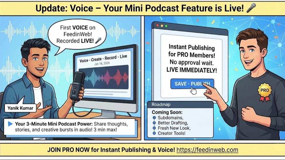Update: Voice – Your Mini Podcast Feature is Live! 🎤 With No Draft For PRO Subscription